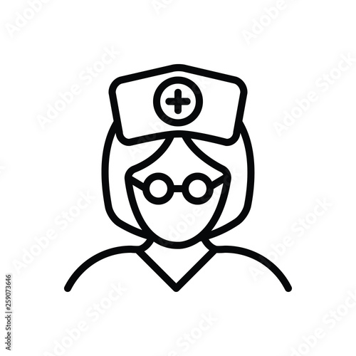 Black line icon for nurse sister