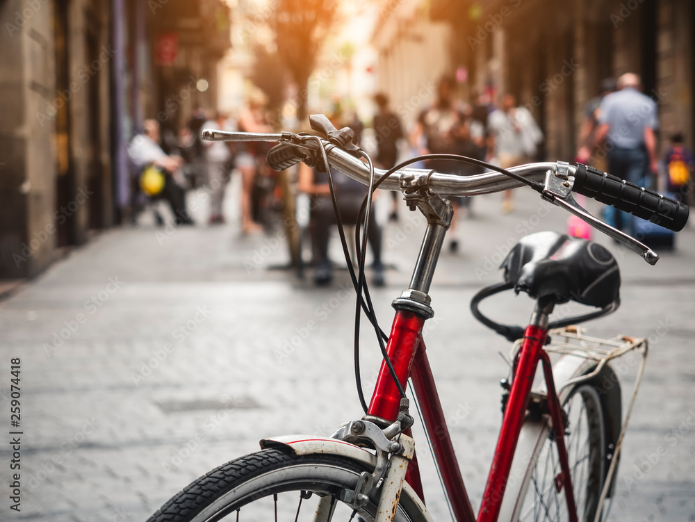 Bicycle in old town city Europe travel Barcelona city tour Bicycle in old town city Europe travel Barcelona city tour