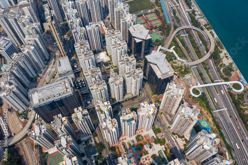 Top view of city in Hong Kong © leungchopan