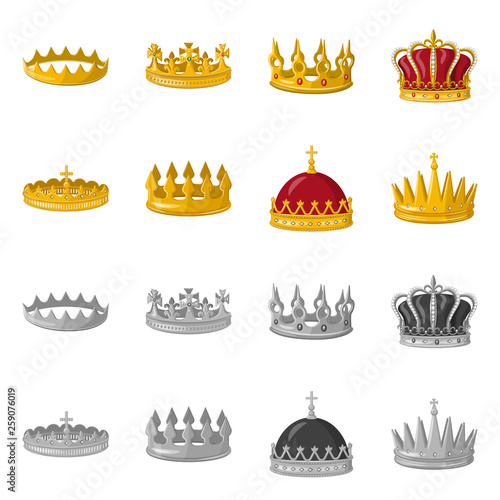 Isolated object of medieval and nobility logo. Collection of medieval and monarchy stock symbol for web.