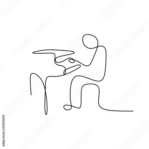 Continuous Drawing Line playing the piano.