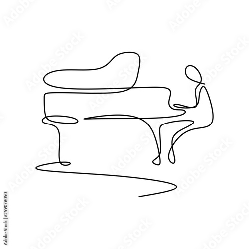 one line piano player continuous simple minimalism design