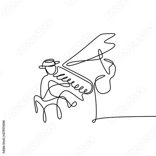 Continuous Drawing Line playing the piano.