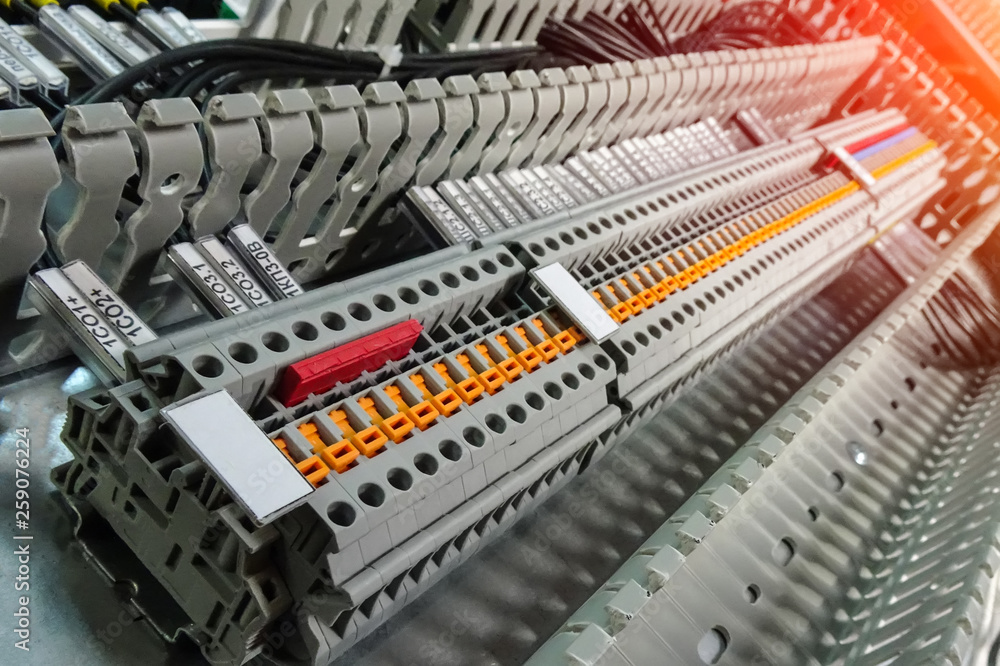 group of terminal connections. electricity background. toning