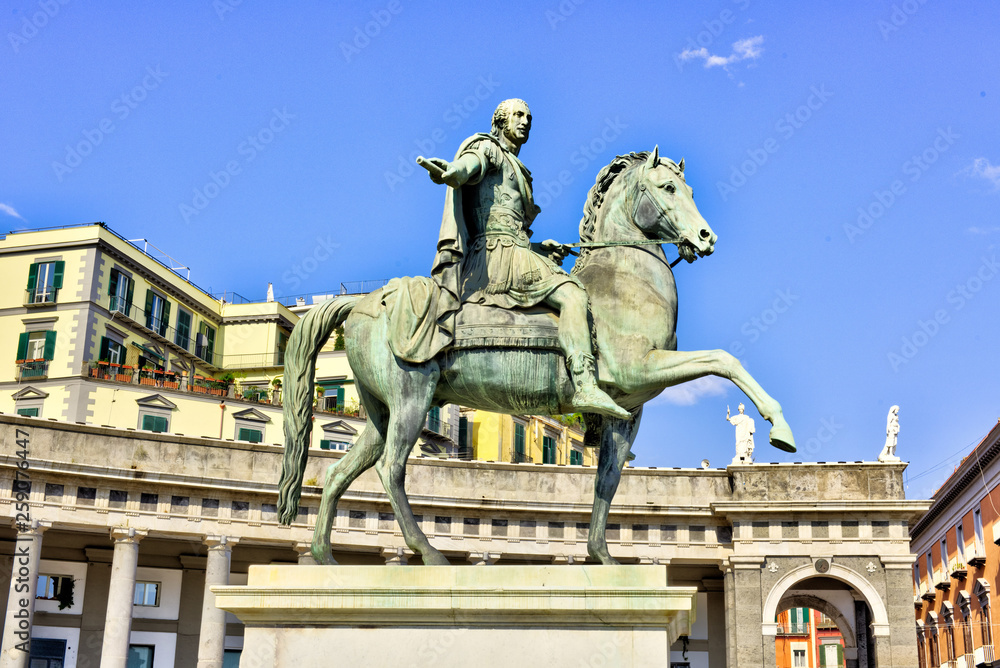 Fototapeta premium View of Piazza del Plebiscito, Naples,Italy, october