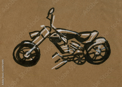 Motorcycle racing silhouette, motorbike hand draw illustration