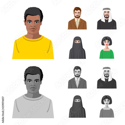 Isolated object of hairstyle and profession  icon. Collection of hairstyle and character  stock vector illustration.
