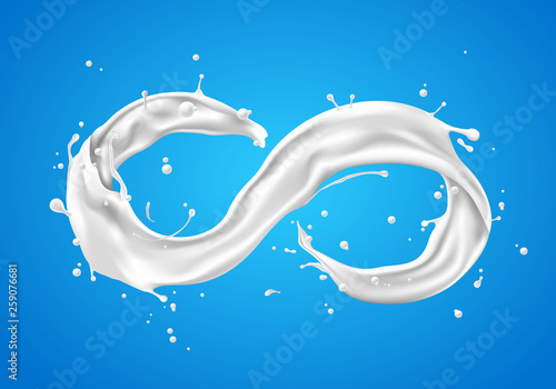 Abstract milk spiral and twisted shap with infinity sign.