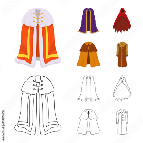 Vector design of material and clothing symbol. Set of material and garment stock symbol for web.
