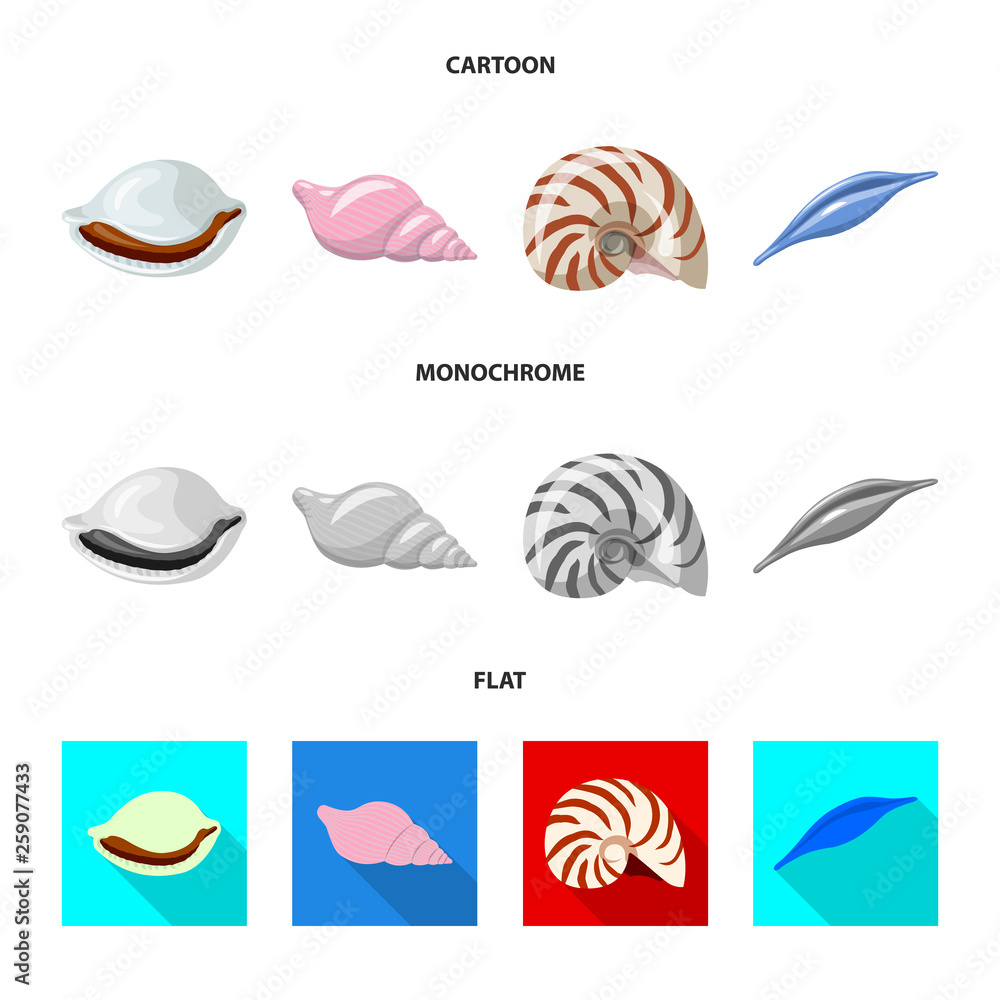 Naklejka premium Isolated object of animal and decoration sign. Set of animal and ocean vector icon for stock.