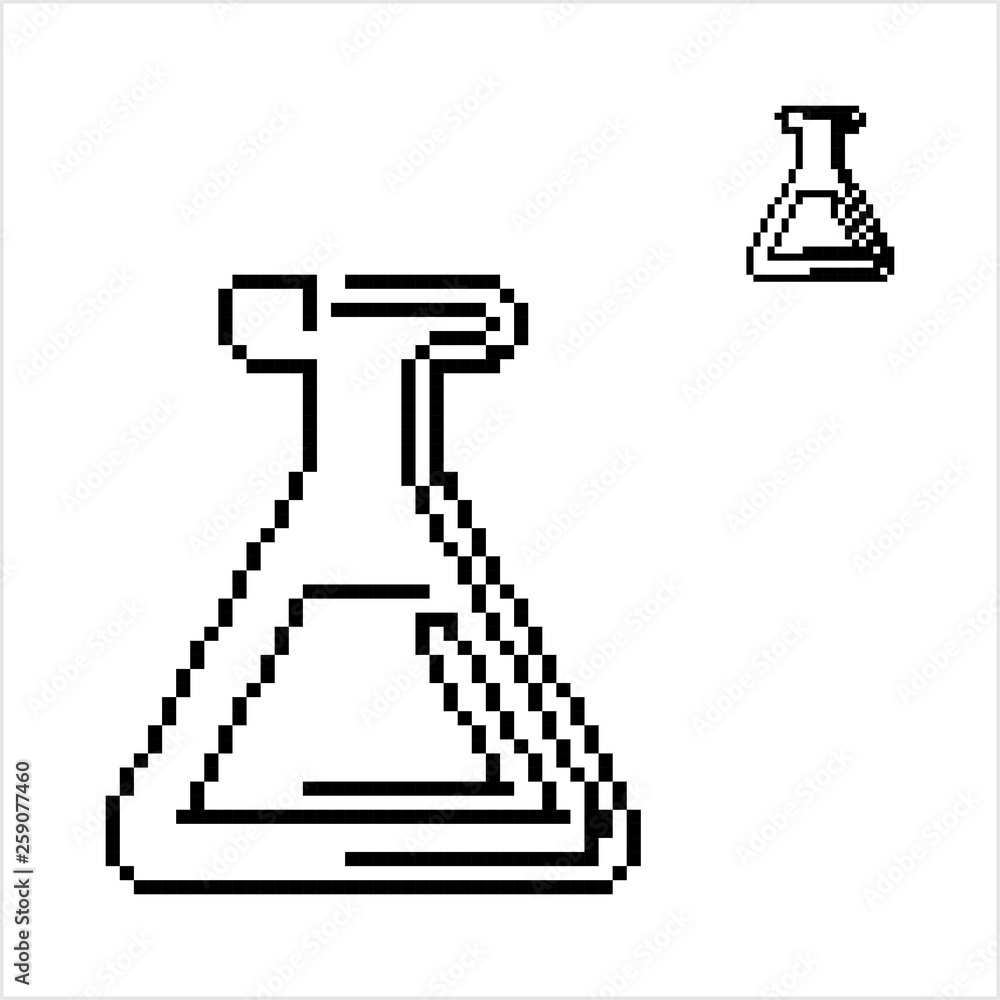 Beaker Icon Pixel Art, Beaker Pixelated Form Beaker Icon Pixel Art, Beaker Pixelated Form