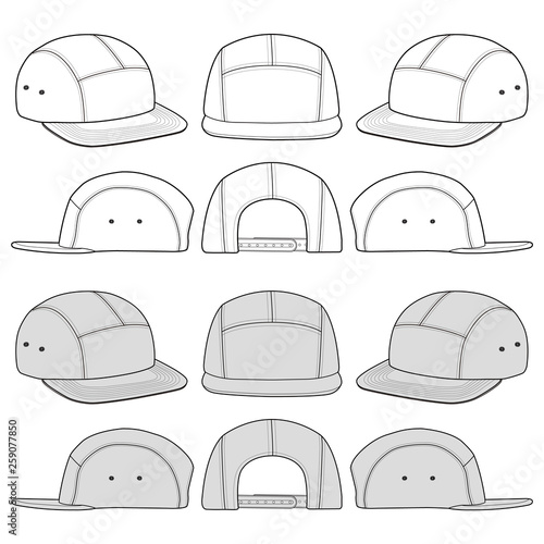 Camp Cap fashion flat sketch template
