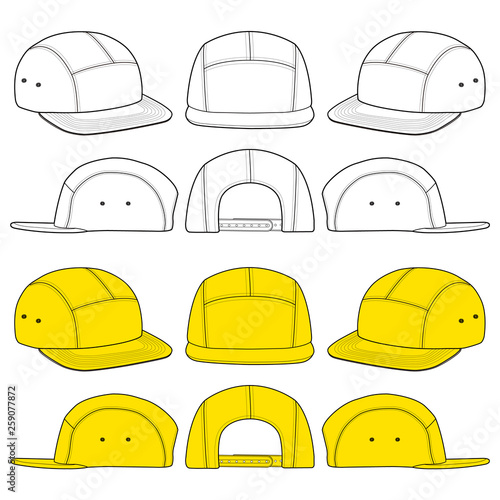 Camp Cap fashion flat sketch template