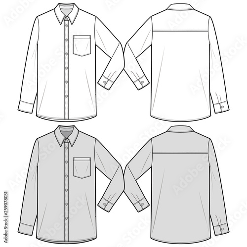 LONG SLEEVE SHIRTS fashion flat sketch template