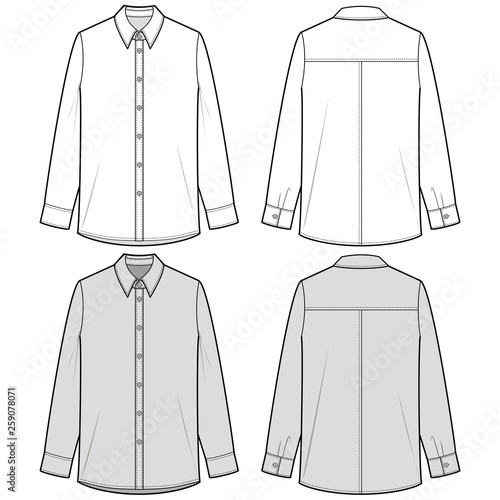 LONG SLEEVE SHIRTS fashion flat sketch template