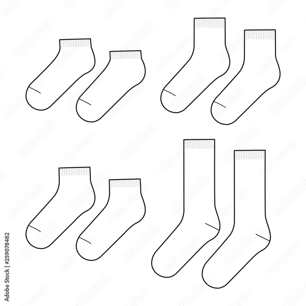 SOCKS fashion flat sketch template Stock Vector Adobe Stock