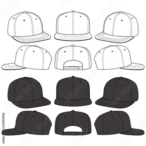 Snapback Cap fashion flat sketch template