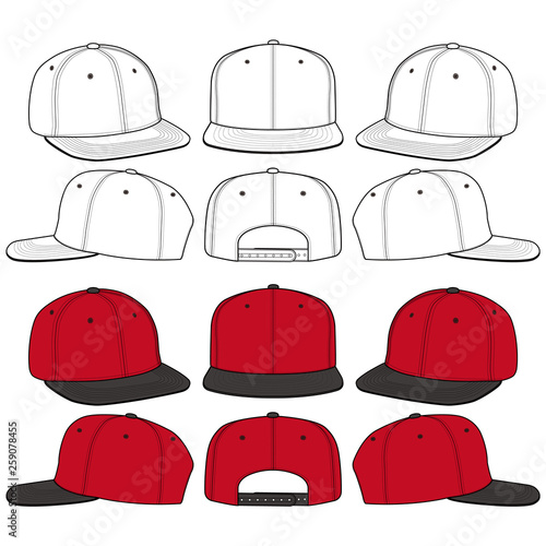Snapback Cap fashion flat sketch template