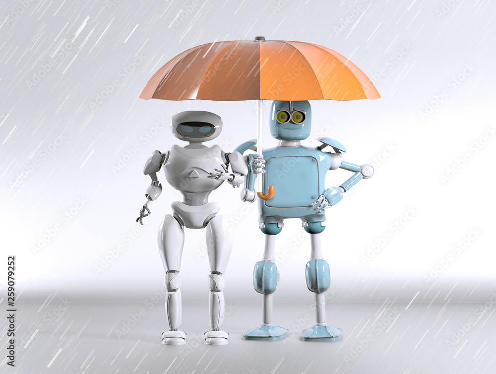 Naklejka premium Two with umbrella, 3d render.