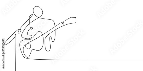 Acoustic guitarist continuous line drawing