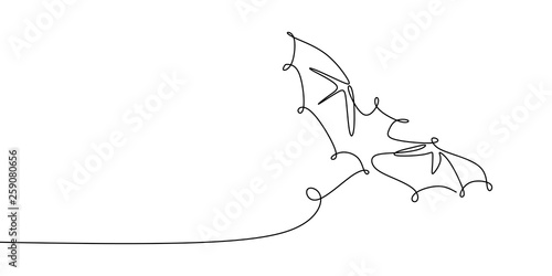 drawing a continuous line of bat animals flying.