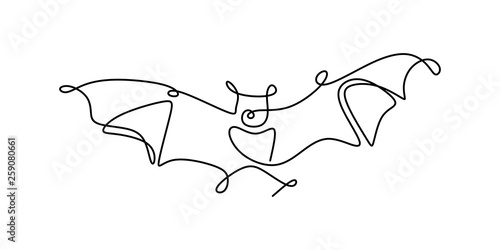 drawing a continuous line of bat animals flying.