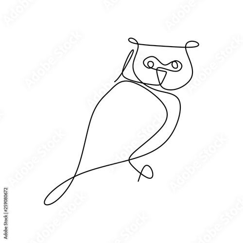 drawing a continuous line of owls with a simple design.