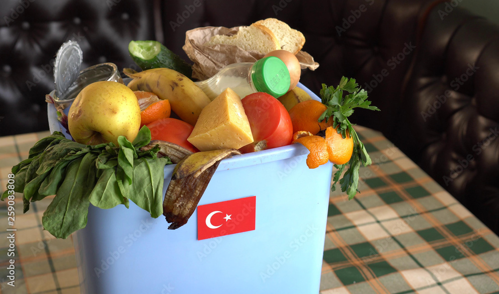 Food waste in Trash Can. The problem of food waste in Food waste in