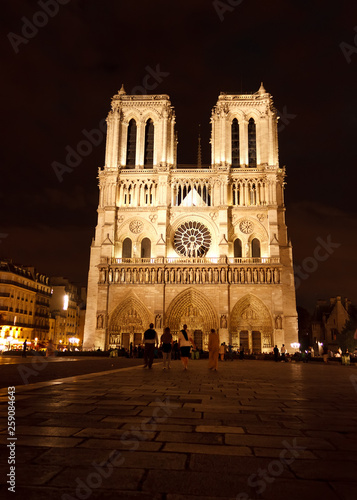Notre Dame de Paris Cathedral at night