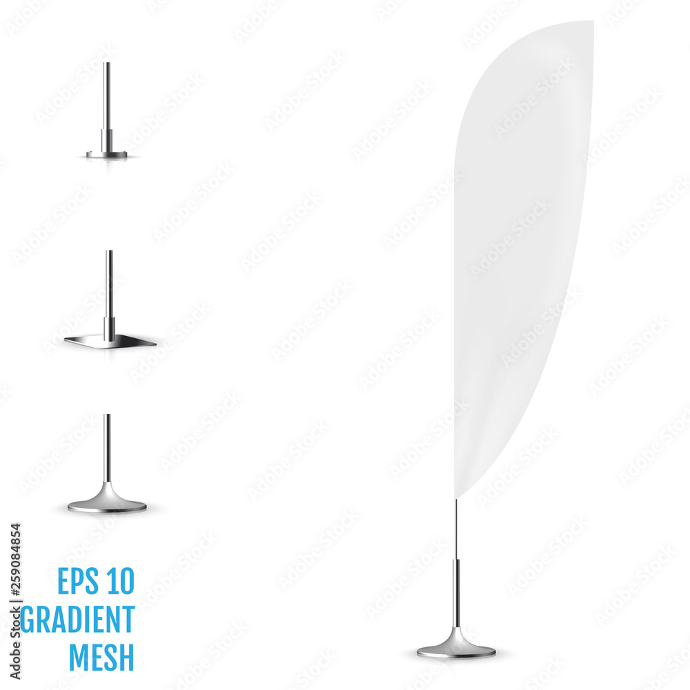 Realistic white banner flag 3d mockup. Realistic white banner flag 3d mockup.