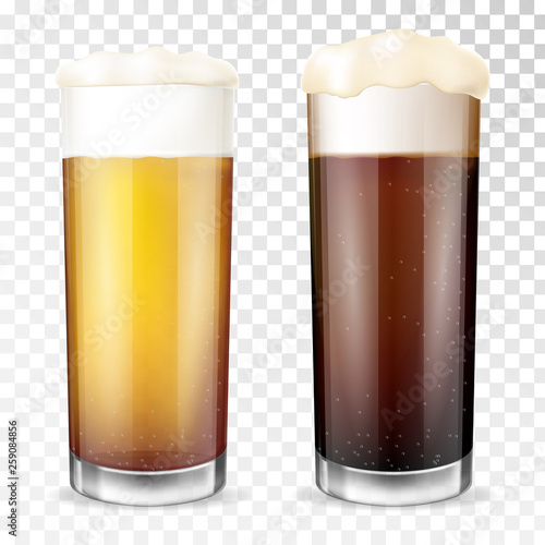 Beer glass. Transparent cup. 