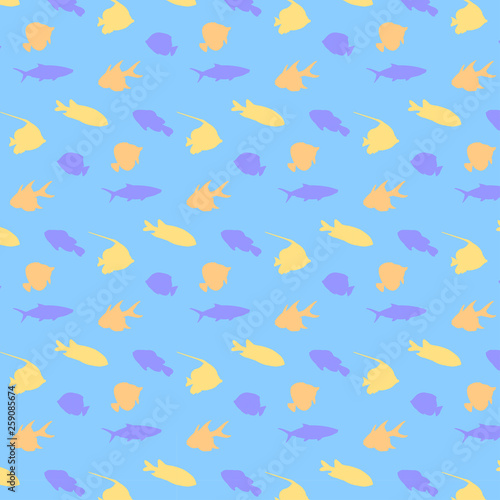Fish silhouette pattern background - Vector