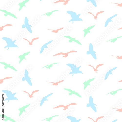 Seagull silhouette pattern background - Vector
