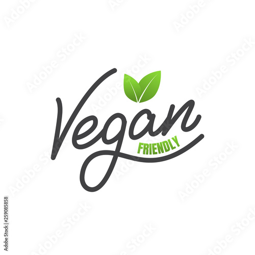 Vegan label. Vector lettering sticker for Vegan food products.