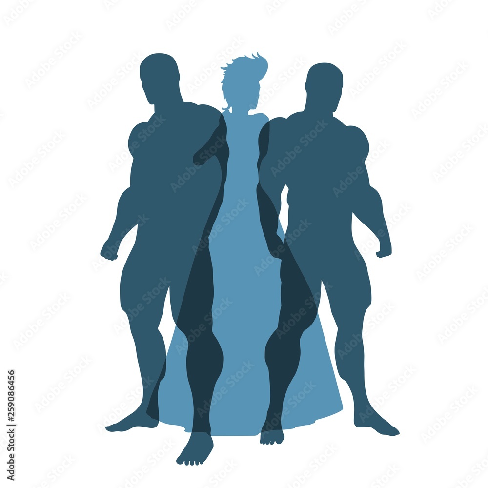 Bodyguard and Beautiful Woman Template. Guardian and Star Characters. Security Agency Emblem. Agent at work illustration. Overlay effect.