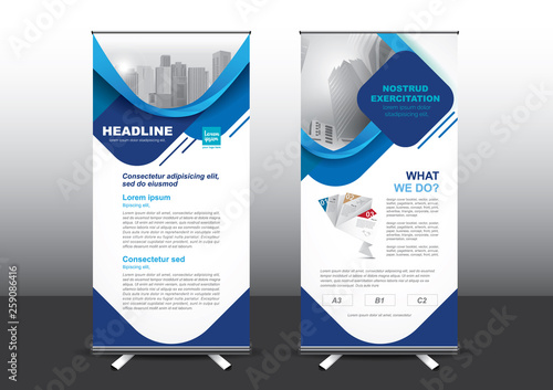 Roll Up template vector illustration, Designed for style applied to the expo. Publicity banners, business model vertical. photo