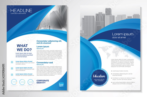 Template vector design for Brochure, AnnualReport, Magazine, Poster, Corporate Presentation, Portfolio, Flyer, infographic, layout modern with blue color size A4, Front and back, Easy to use and edit.
