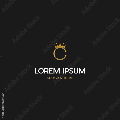 Creative Illustration modern C Crown sign geometric logo design template, Letter C Crown logo design template. Creative modern trendy C Crown typography