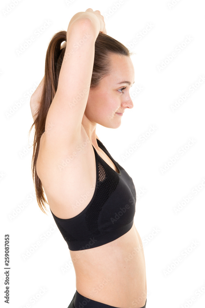 Fitness woman doing lunges exercises for muscle workout training in gym center Active girl Fitness woman doing lunges exercises for muscle workout training in gym center Active girl