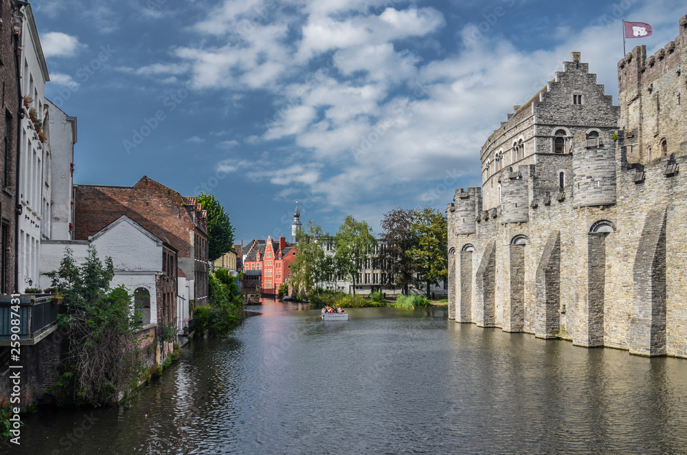 The Lieve channel in Ghent, next to the Gravensteen castle
