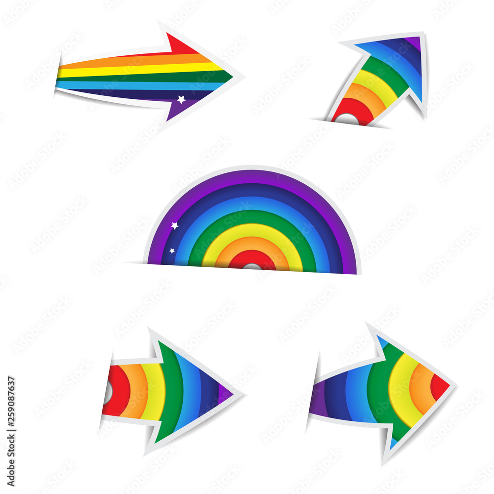 Rainbow Arrow Paper on white background