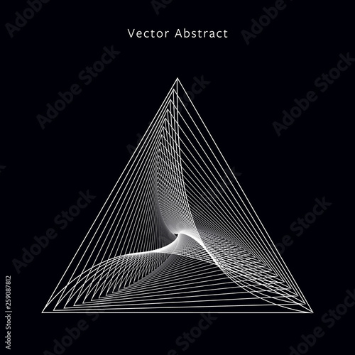 Abstract Futuristic Monochrome Illustration. Modern Minimalistic Triangular Graphic Element. EPS8 Vector.
