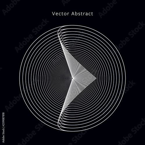 Abstract Futuristic Monochrome Illustration. Modern Minimalistic Circular Graphic Element. EPS8 Vector.