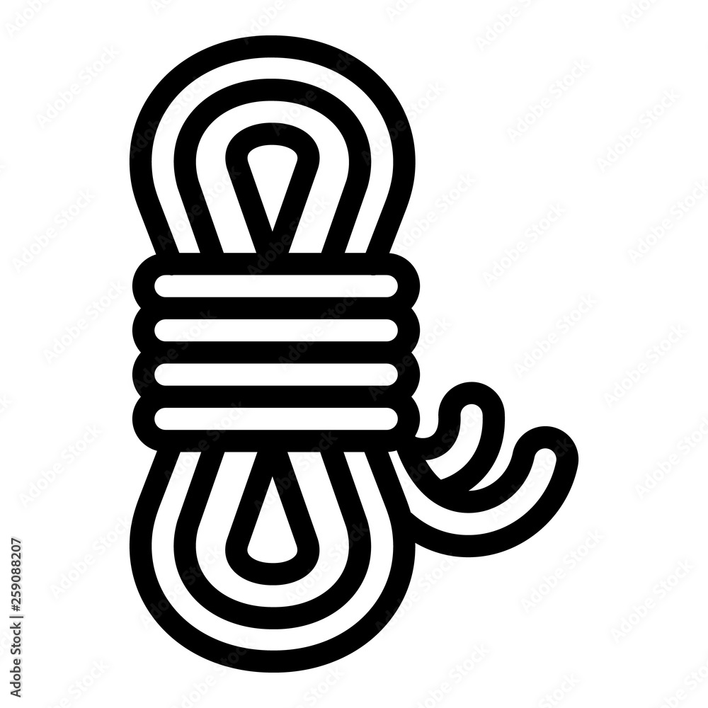 Hiking rope icon. Outline hiking rope vector icon for web design isolated  on white background Stock Vector
