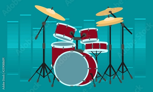 Drummer instrument concept banner. Flat illustration of drummer instrument vector concept banner for web design