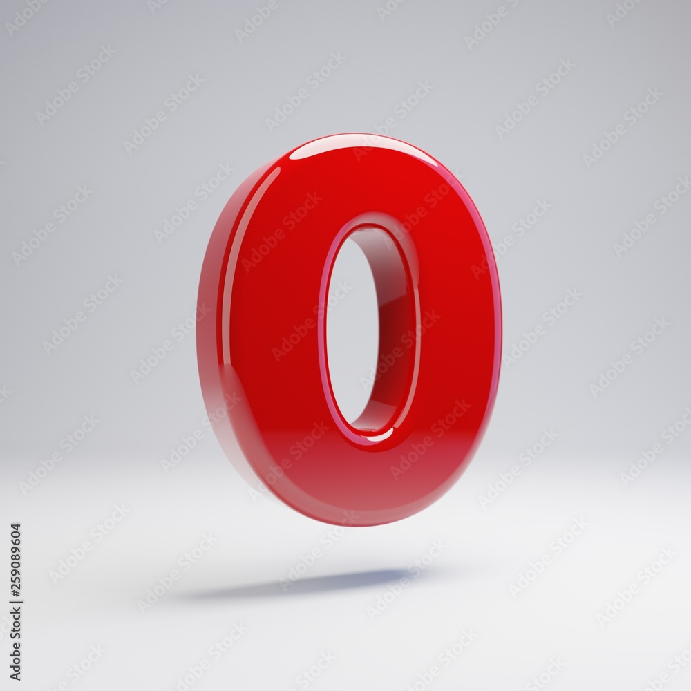 Volumetric glossy red number 0 isolated on white background. Volumetric glossy red number 0 isolated on white background.