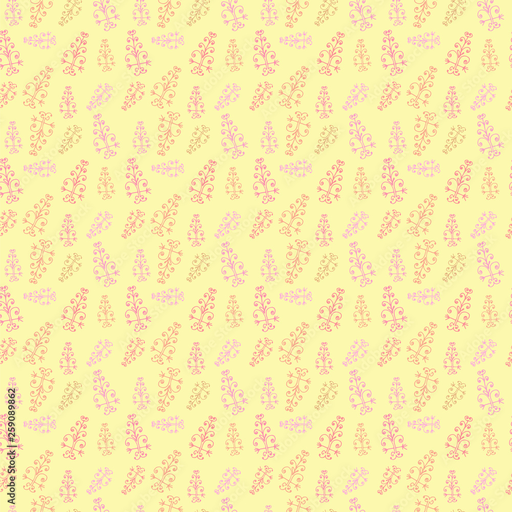 Fototapeta premium floral seamless pattern. Hand-drawn gel pen vector illustration. 