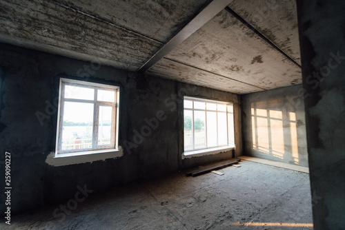 House without interior decoration. Repair  decoration works
