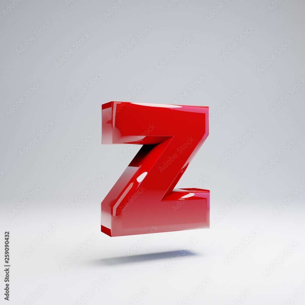 Volumetric glossy red lowercase letter Z isolated on white background. Volumetric glossy red lowercase letter Z isolated on white background.