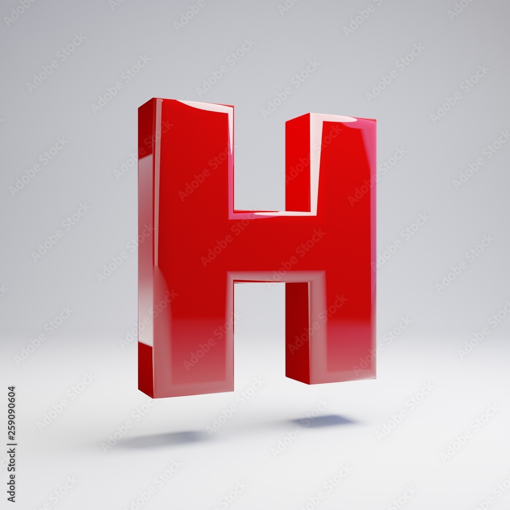 Volumetric glossy red uppercase letter H isolated on white background. Volumetric glossy red uppercase letter H isolated on white background.